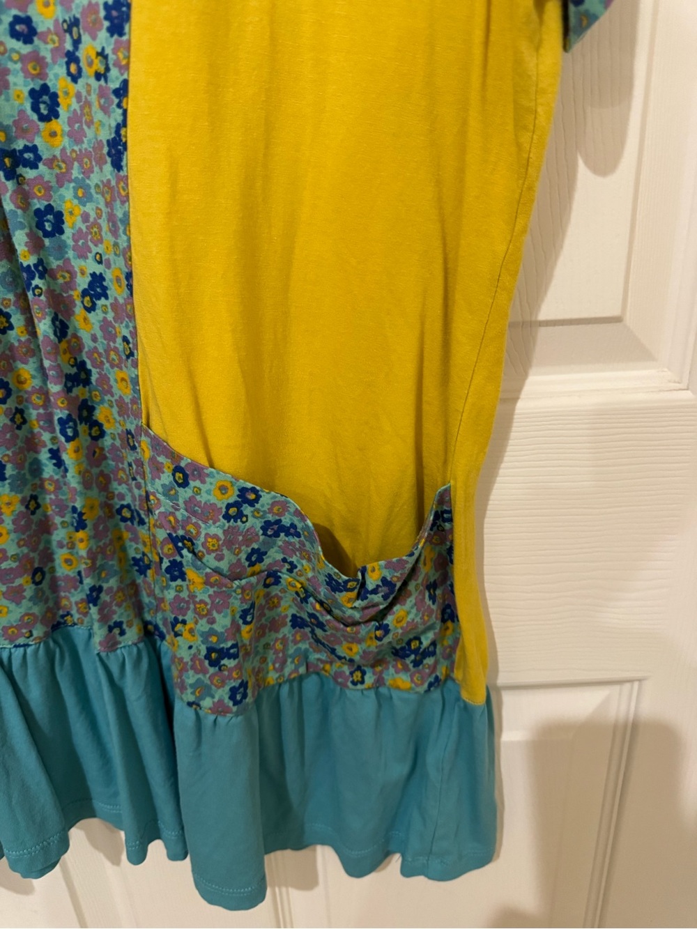 LOGO by Lori Goldstein Yellow & Teal Floral Scoop Neck Top - Picture 3 of 7
